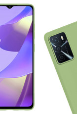 Nomfy Hoesje Geschikt voor OPPO A16s Hoesje Siliconen Cover Case Met 2x Screenprotector - Hoes Geschikt voor OPPO A16s Hoes Back Case - Groen