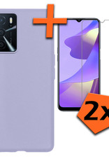 Nomfy Hoesje Geschikt voor OPPO A16s Hoesje Siliconen Cover Case Met 2x Screenprotector - Hoes Geschikt voor OPPO A16s Hoes Back Case - Lila