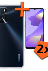 Nomfy Hoesje Geschikt voor OPPO A16s Hoesje Siliconen Cover Case Met 2x Screenprotector - Hoes Geschikt voor OPPO A16s Hoes Back Case - Transparant