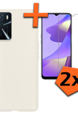 Nomfy Hoesje Geschikt voor OPPO A16s Hoesje Siliconen Cover Case Met 2x Screenprotector - Hoes Geschikt voor OPPO A16s Hoes Back Case - Wit