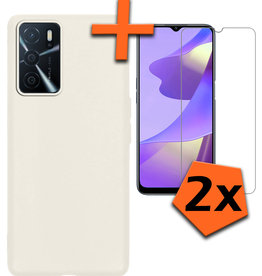 Nomfy Nomfy OPPO A16s Hoesje Siliconen Met 2x Screenprotector - Wit