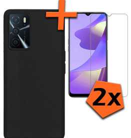 Nomfy Nomfy OPPO A16s Hoesje Siliconen Met 2x Screenprotector - Zwart