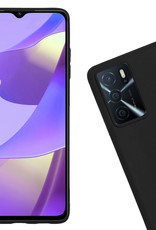 Nomfy Hoesje Geschikt voor OPPO A16s Hoesje Siliconen Cover Case Met 2x Screenprotector - Hoes Geschikt voor OPPO A16s Hoes Back Case - Zwart