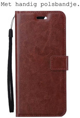 BASEY. Hoes Geschikt voor OPPO A16s Hoesje Bookcase Hoes Flip Case Book Cover Met Screenprotector - Hoesje Geschikt voor OPPO A16s Hoes Book Case Hoesje - Bruin