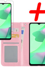 BASEY. Hoes Geschikt voor OPPO A16s Hoesje Bookcase Hoes Flip Case Book Cover Met Screenprotector - Hoesje Geschikt voor OPPO A16s Hoes Book Case Hoesje - Lichtroze