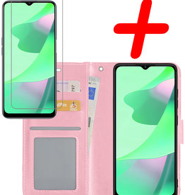 BASEY. BASEY. OPPO A16s Hoesje Bookcase Lichtroze Met Screenprotector