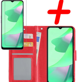 BASEY. BASEY. OPPO A16s Hoesje Bookcase Rood Met Screenprotector