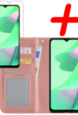 BASEY. Hoes Geschikt voor OPPO A16s Hoesje Bookcase Hoes Flip Case Book Cover Met Screenprotector - Hoesje Geschikt voor OPPO A16s Hoes Book Case Hoesje - Rosé goud