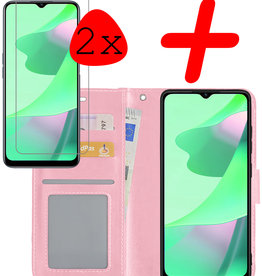 BASEY. BASEY. OPPO A16s Hoesje Bookcase Lichtroze Met 2x Screenprotector