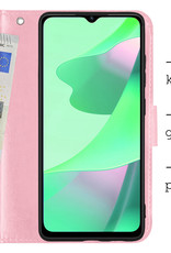 BASEY. Hoes Geschikt voor OPPO A16s Hoesje Bookcase Hoes Flip Case Book Cover Met 2x Screenprotector - Hoesje Geschikt voor OPPO A16s Hoes Book Case Hoesje - Lichtroze