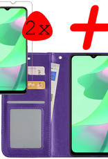 BASEY. Hoes Geschikt voor OPPO A16s Hoesje Bookcase Hoes Flip Case Book Cover Met 2x Screenprotector - Hoesje Geschikt voor OPPO A16s Hoes Book Case Hoesje - Paars