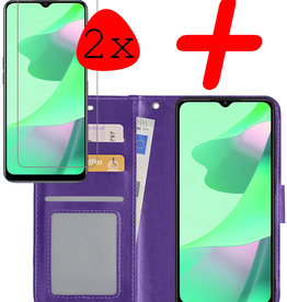 BASEY. BASEY. OPPO A16s Hoesje Bookcase Paars Met 2x Screenprotector