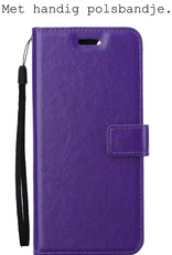 BASEY. Hoes Geschikt voor OPPO A16s Hoesje Bookcase Hoes Flip Case Book Cover Met 2x Screenprotector - Hoesje Geschikt voor OPPO A16s Hoes Book Case Hoesje - Paars