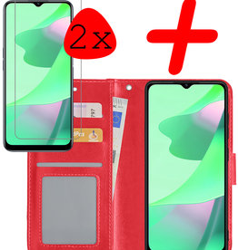 BASEY. BASEY. OPPO A16s Hoesje Bookcase Rood Met 2x Screenprotector