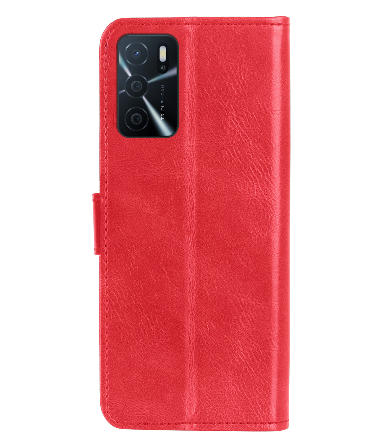 BASEY. OPPO A16s Hoesje Bookcase 2x Screenprotector - OPPO A16s Case Hoes Cover - OPPO A16s Screenprotector 2x - Rood