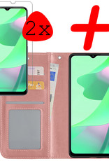 BASEY. Hoes Geschikt voor OPPO A16s Hoesje Bookcase Hoes Flip Case Book Cover Met 2x Screenprotector - Hoesje Geschikt voor OPPO A16s Hoes Book Case Hoesje - Rosé goud