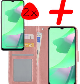 BASEY. BASEY. OPPO A16s Hoesje Bookcase Rose Goud Met 2x Screenprotector