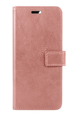 BASEY. Hoes Geschikt voor OPPO A16s Hoesje Bookcase Hoes Flip Case Book Cover Met 2x Screenprotector - Hoesje Geschikt voor OPPO A16s Hoes Book Case Hoesje - Rosé goud