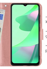 BASEY. Hoes Geschikt voor OPPO A16s Hoesje Bookcase Hoes Flip Case Book Cover Met 2x Screenprotector - Hoesje Geschikt voor OPPO A16s Hoes Book Case Hoesje - Rosé goud