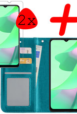 BASEY. Hoes Geschikt voor OPPO A16s Hoesje Bookcase Hoes Flip Case Book Cover Met 2x Screenprotector - Hoesje Geschikt voor OPPO A16s Hoes Book Case Hoesje - Turquoise