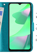 BASEY. Hoes Geschikt voor OPPO A16s Hoesje Bookcase Hoes Flip Case Book Cover Met 2x Screenprotector - Hoesje Geschikt voor OPPO A16s Hoes Book Case Hoesje - Turquoise