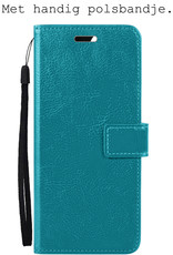 BASEY. OPPO A16s Hoesje Bookcase 2x Screenprotector - OPPO A16s Case Hoes Cover - OPPO A16s Screenprotector 2x - Turquoise
