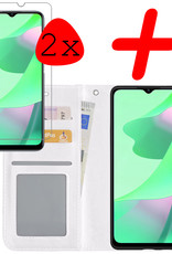 BASEY. Hoes Geschikt voor OPPO A16s Hoesje Bookcase Hoes Flip Case Book Cover Met 2x Screenprotector - Hoesje Geschikt voor OPPO A16s Hoes Book Case Hoesje - Wit