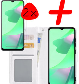 BASEY. BASEY. OPPO A16s Hoesje Bookcase Wit Met 2x Screenprotector