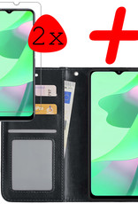 BASEY. Hoes Geschikt voor OPPO A16s Hoesje Bookcase Hoes Flip Case Book Cover Met 2x Screenprotector - Hoesje Geschikt voor OPPO A16s Hoes Book Case Hoesje - Zwart