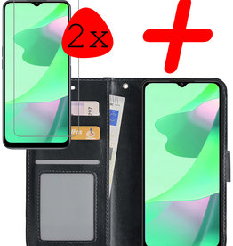 BASEY. BASEY. OPPO A16s Hoesje Bookcase Zwart Met 2x Screenprotector