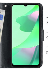 BASEY. Hoes Geschikt voor OPPO A16s Hoesje Bookcase Hoes Flip Case Book Cover Met 2x Screenprotector - Hoesje Geschikt voor OPPO A16s Hoes Book Case Hoesje - Zwart