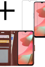 NoXx Hoes Geschikt voor OPPO A16s Hoesje Book Case Hoes Flip Cover Wallet Bookcase Met Screenprotector - Bruin