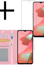 NoXx Hoes Geschikt voor OPPO A16s Hoesje Book Case Hoes Flip Cover Wallet Bookcase Met Screenprotector - Lichtroze