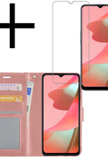 NoXx Hoes Geschikt voor OPPO A16s Hoesje Book Case Hoes Flip Cover Wallet Bookcase Met Screenprotector - Rosé goud