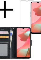 OPPO A16s Hoesje Bookcase Flip Cover Book Case Met Screenprotector - Zwart