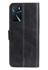 OPPO A16s Hoesje Bookcase Flip Cover Book Case Met Screenprotector - Zwart