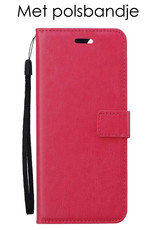 NoXx Hoes Geschikt voor OPPO A16s Hoesje Book Case Hoes Flip Cover Wallet Bookcase Met 2x Screenprotector - Donkerroze