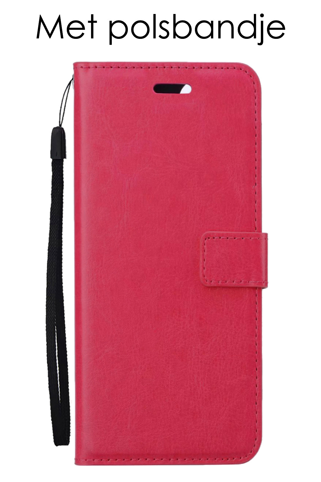 NoXx Hoes Geschikt voor OPPO A16s Hoesje Book Case Hoes Flip Cover Wallet Bookcase Met 2x Screenprotector - Donkerroze
