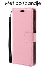 NoXx Hoes Geschikt voor OPPO A16s Hoesje Book Case Hoes Flip Cover Wallet Bookcase Met 2x Screenprotector - Lichtroze