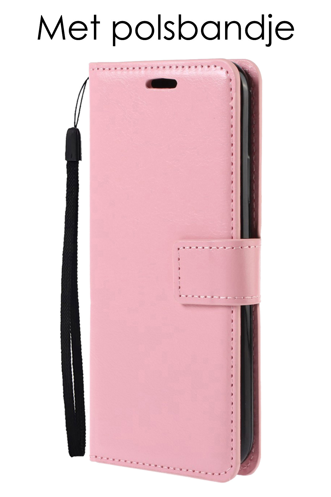 NoXx Hoes Geschikt voor OPPO A16s Hoesje Book Case Hoes Flip Cover Wallet Bookcase Met 2x Screenprotector - Lichtroze