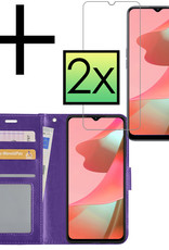 NoXx Hoes Geschikt voor OPPO A16s Hoesje Book Case Hoes Flip Cover Wallet Bookcase Met 2x Screenprotector - Paars