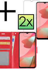 NoXx Hoes Geschikt voor OPPO A16s Hoesje Book Case Hoes Flip Cover Wallet Bookcase Met 2x Screenprotector - Rood