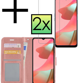 NoXx NoXx OPPO A16s Hoesje Bookcase Rose Goud Met 2x Screenprotector