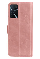 NoXx OPPO A16s Hoesje Bookcase Flip Cover Book Case Met 2x Screenprotector - Rose Goud