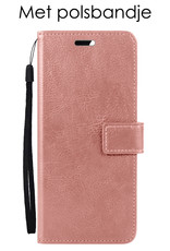 NoXx Hoes Geschikt voor OPPO A16s Hoesje Book Case Hoes Flip Cover Wallet Bookcase Met 2x Screenprotector - Rosé goud