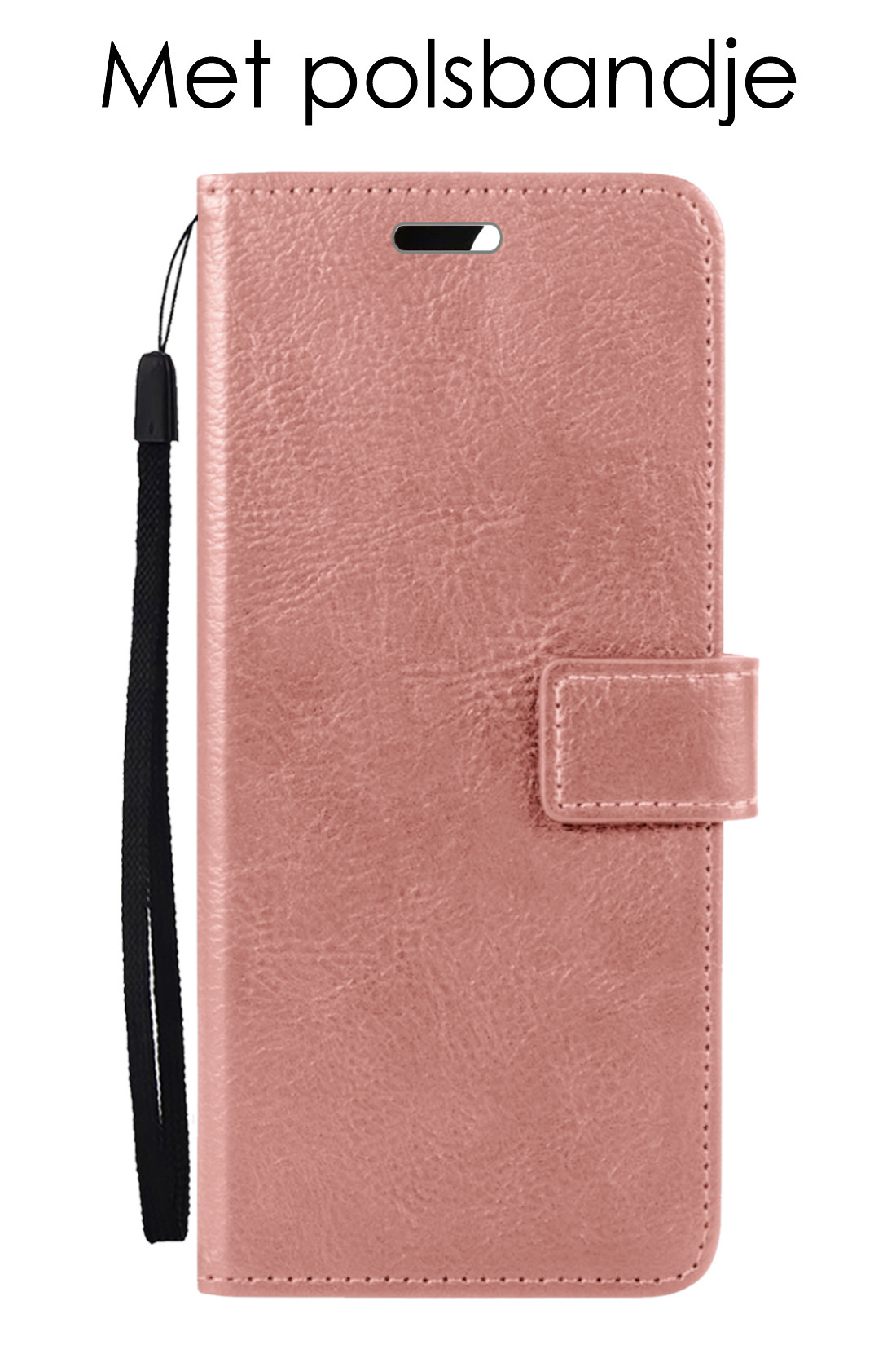 NoXx Hoes Geschikt voor OPPO A16s Hoesje Book Case Hoes Flip Cover Wallet Bookcase Met 2x Screenprotector - Rosé goud