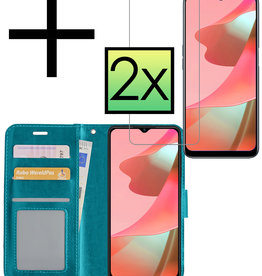 NoXx NoXx OPPO A16s Hoesje Bookcase Turquoise Met 2x Screenprotector