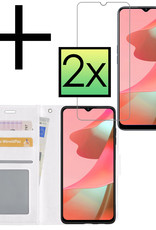 NoXx Hoes Geschikt voor OPPO A16s Hoesje Book Case Hoes Flip Cover Wallet Bookcase Met 2x Screenprotector - Wit