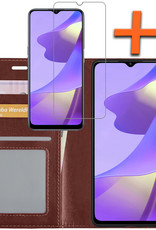 Nomfy Hoesje Geschikt voor OPPO A16s Hoes Bookcase Flipcase Book Cover Met Screenprotector - Hoes Geschikt voor OPPO A16s Hoesje Book Case - Bruin