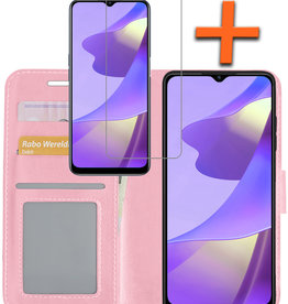 Nomfy Nomfy OPPO A16s Hoesje Bookcase Lichtroze Met Screenprotector